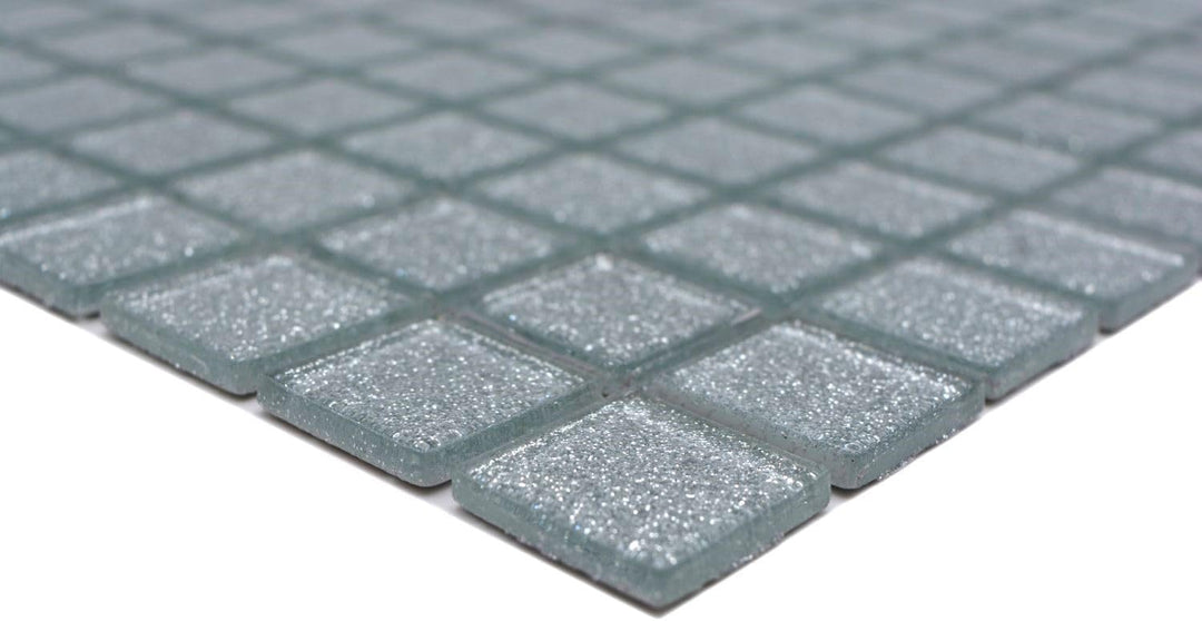 Mosaik Quadrat Crystal uni silber gehämmert Glasmosaik Transluzent Transparent 3D Fliesenspiegel, Mo