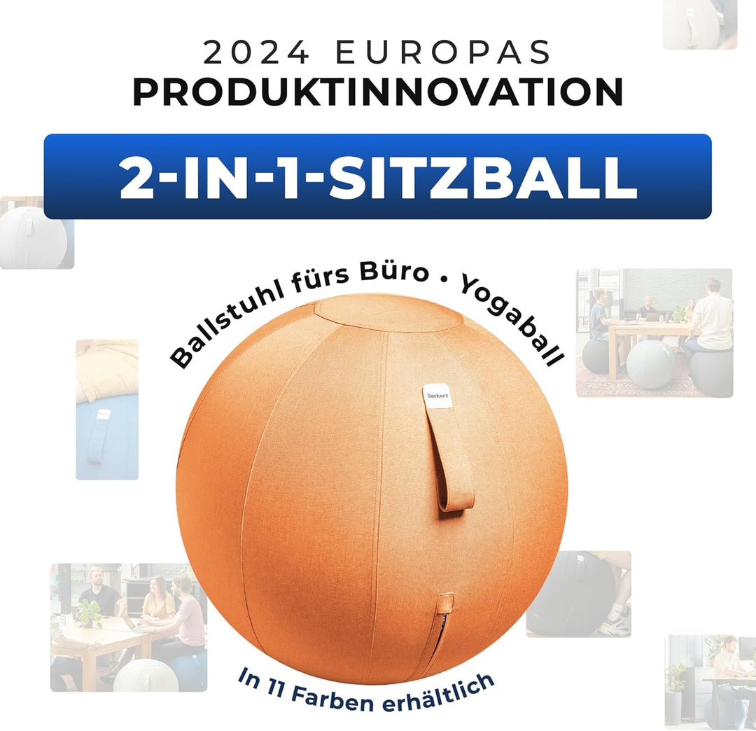 Sitzball Büro Ergonomisch 65 cm, Ergonomische Sitzmöbel für Büro und Heimbüro, Langlebiger Stoff, Gy