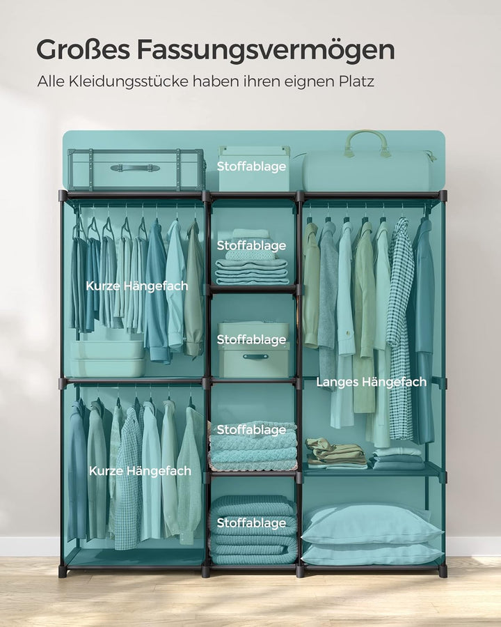 SONGMICS Kleiderschrank, Kleiderständer, freistehende Garderobe, mit Kleiderstangen, Garderobenständ