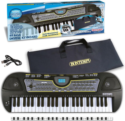 Bontempi 15 4909 Digitales Keyboard. 49 Midi-Tasten C-C, Schwarz/Weiss 49 Midi- Tasten, 49 Midi- Tas