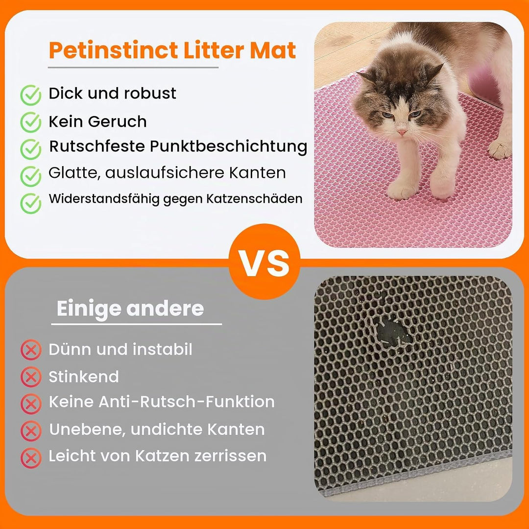 Katzenklo Matte, 116x66cm Riesiger Doppelschichtiger Katzenklo Unterleger, wasserdichte Langlebige E