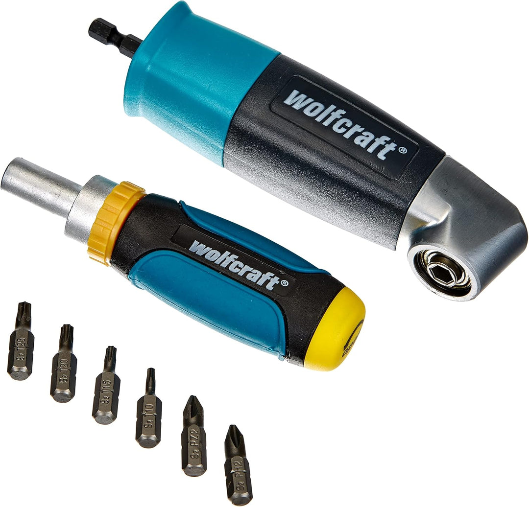 wolfcraft Schubladen-Schrauber-Set, 8-tlg. I 1001000 I Set zum Bohren und Schrauben an schwer zugäng