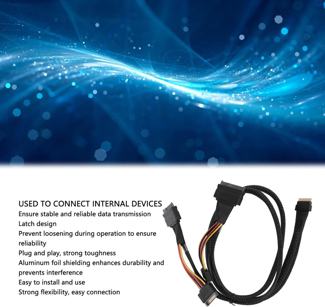 NVME PCIe SSD-Kabel, SFF-8654 8I auf 2 X SFF-8639 NVME U.2 Kabeladapter 24 Gbit/s 80 cm für Mainboar