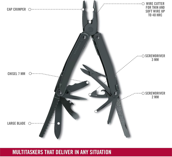 Victorinox Multitool-Werkzeug Swiss Tool Spirit XBS, Taschenmesser, 27 Funktionen, Kombi-Spitzzange,