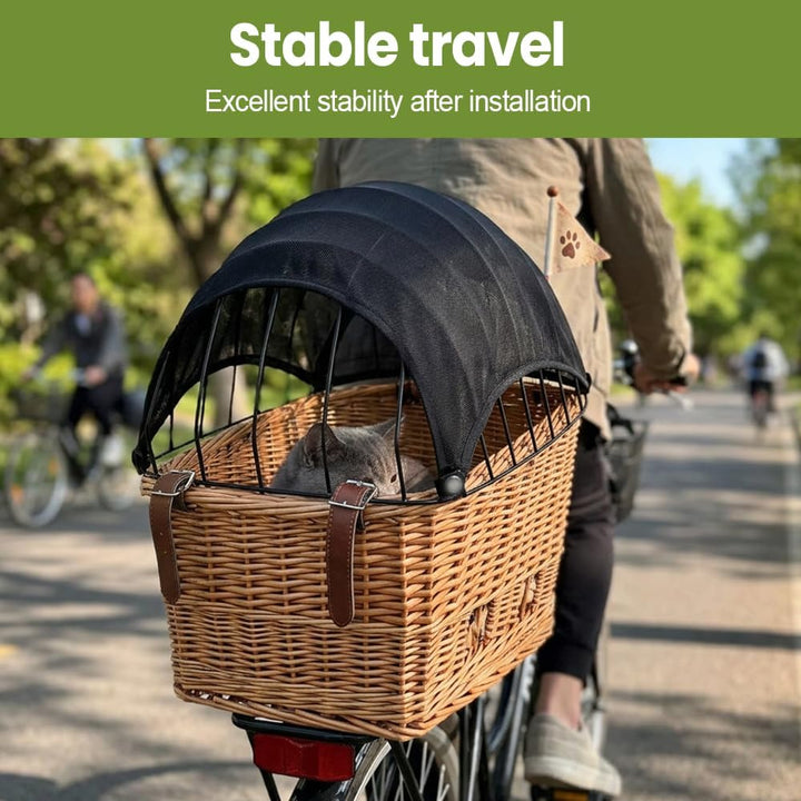 Hunde Fahrradkorb Sonnenschutz, Atmungsaktive Haustiere Abdeckung mit Schnellbefestigung für Kleine