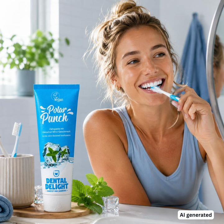 DENTAL DELIGHT Polar Punch Zahnpasta, Vegane Zahnpasta mit Geschmack, Zahncreme (Minze, 12er Pack)