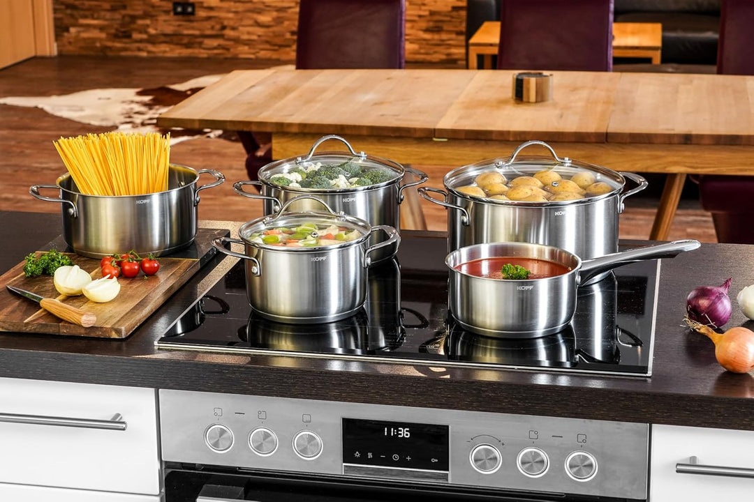 KOPF Topfset Induktion Clara 8-teilig | Backofen & Spülmaschinen geeignet | Kochtopf-Set für alle He