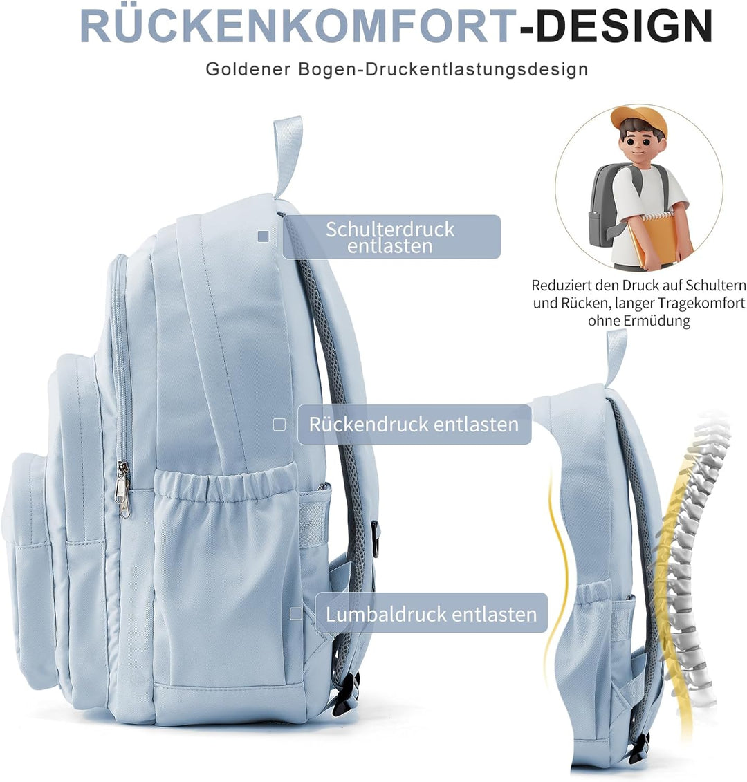 Rucksack Damen Herren, Leichter Schulrucksack Teenager Mädchen Jungen, Wasserabweisend Uni Rucksack
