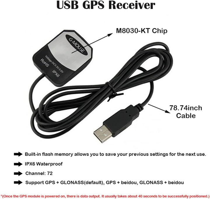 Geekstory VK-162 G-Mouse USB GPS Dongle M8030 Chip 72 Kanal Navigationsmodul Externe GPS Antenne Rem