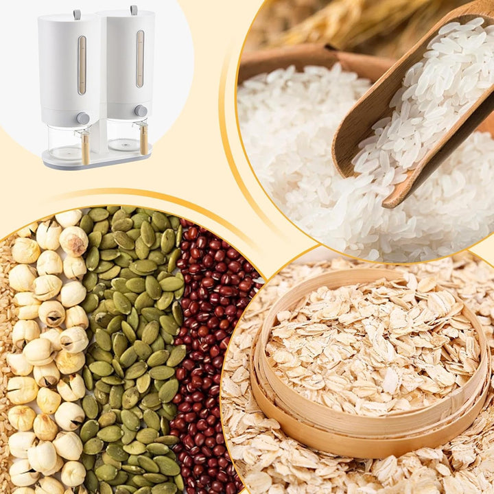 Reisspender - Haushalt Lebensmittel Container Für Trockenvorräte | Doppelkammer Küchen Cereal Spende