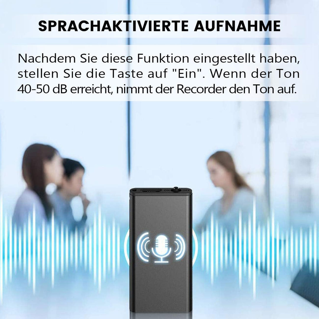 Mini Digitales Diktiergerät |16GB Audio Aufnahmegerät mit Stimmenaktivierung |192Stunden | One-Touch