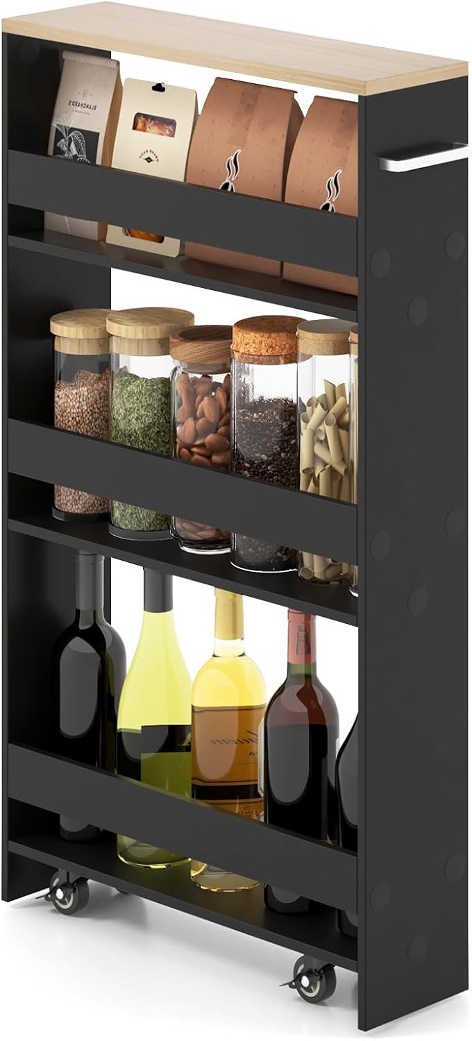 GIANTEX Nischenregal 13cm breit, Küchenregal Küchenschrank Küchenwagen, Nischenschrank Nischenwagen