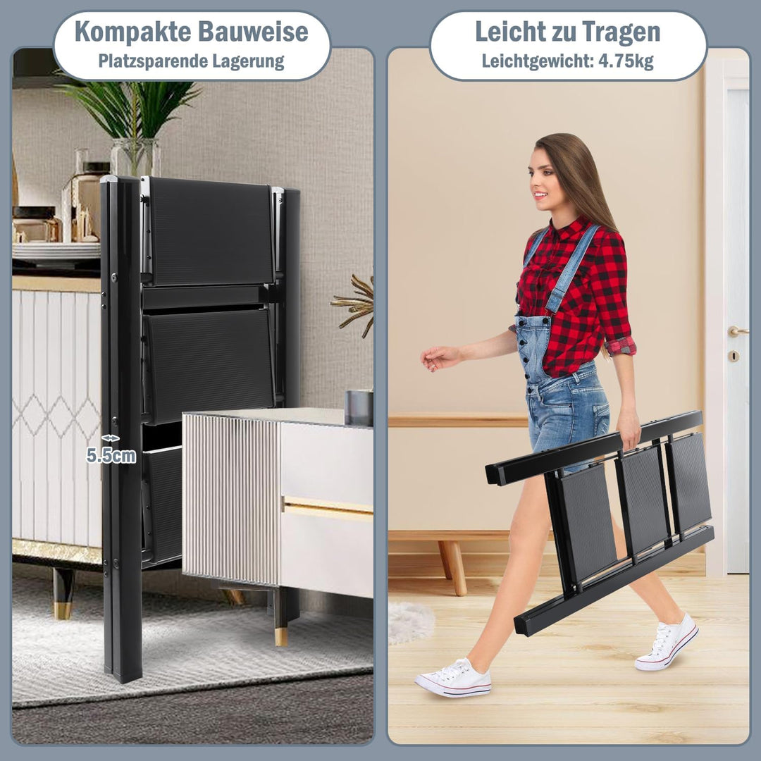 Eulenke 3 Stufen Leiter, Trittleiter Stufen, Klappleiter, Aluminium Leicht Stehleitern, Tragbare Kla