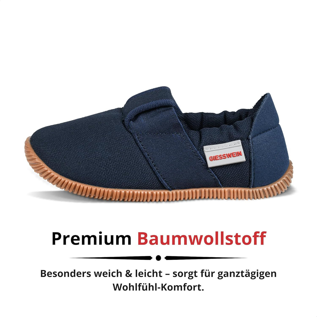Giesswein Kinder Hausschuhe Söll Slim-Fit - Baumwoll Slippers für Mädchen & Jungen, rutschfeste Kind