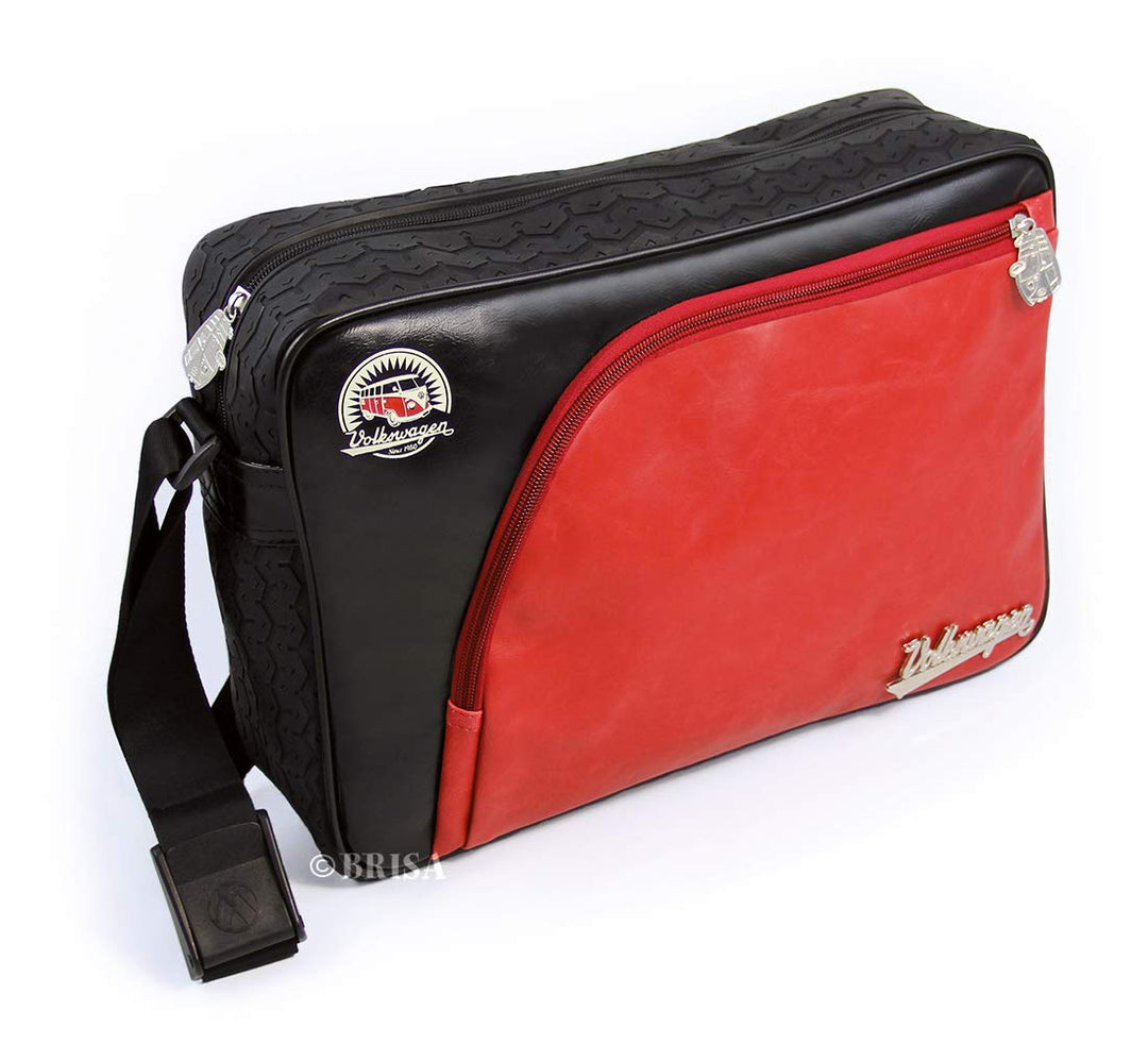BRISA VW Collection - Umhänge-Tasche-Messenger-Bag mit Reifenprofil im VW T1 Bus Design (Vintage) Gr