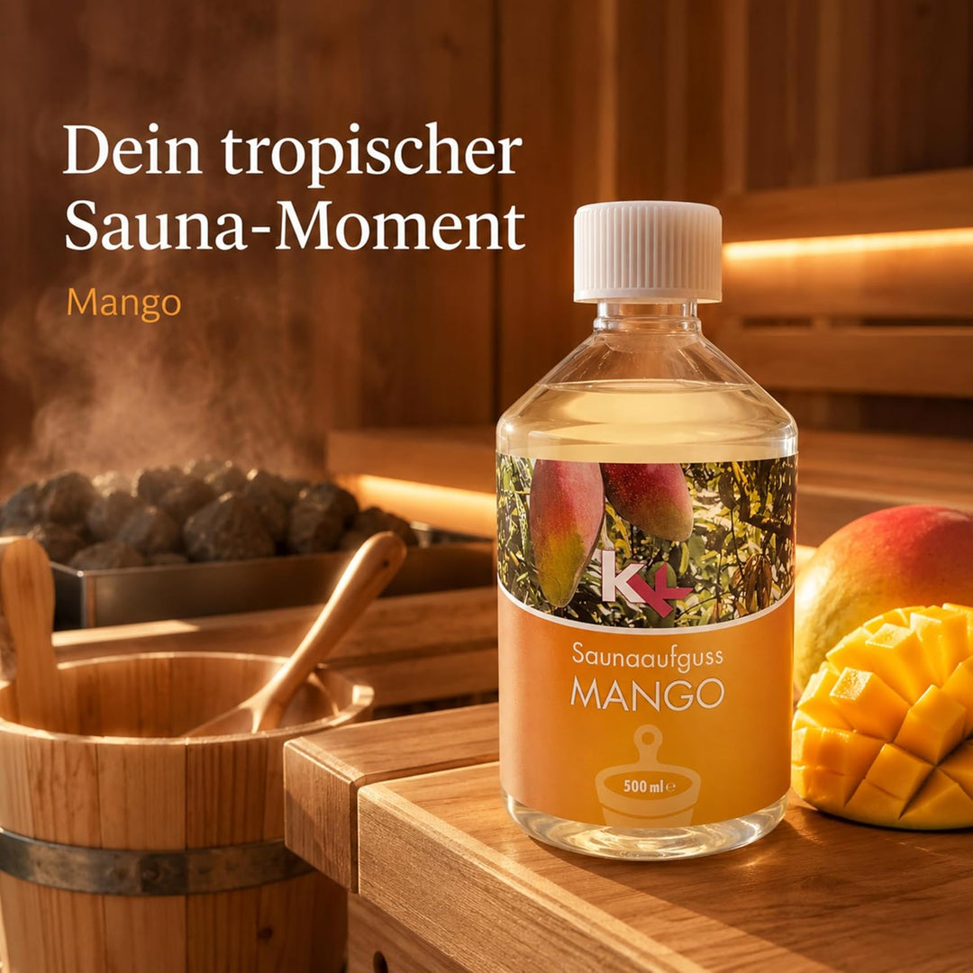 KK Sauna Aufguss Konzentrate PREMIUM - Made in Germany - Duftsorte Mango- 500 ml Flasche - Wellness