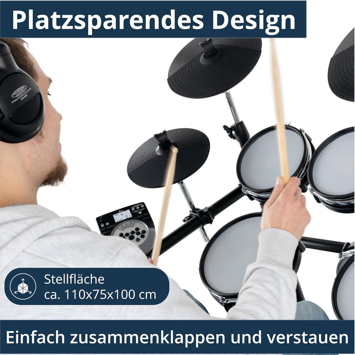 XDrum DD-530 E-Drum Set mit Mesh Heads - Elektronisches Schlagzeug mit 4 Becken Pads 5 Mesh Head Pad