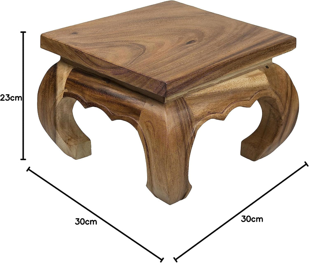 Kleiner Opiumtisch 30x30x23 cm Massivholz Handarbeit, Natur. Als Beistelltisch, Hocker oder Tisch fü