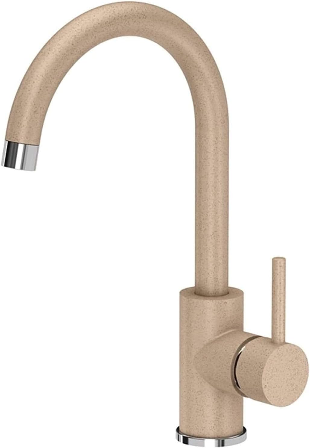 VBChome Spülbecken mit Armatur 78 x 48 cm Beige Drexexcenter Granit Einzelbecken Einbauspüle Abtroff
