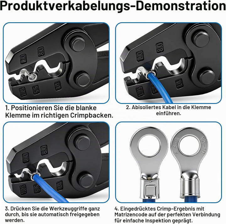 Heschen Crimpzange mit Ratsche HS-16 für nicht isolierte Klemmen von 1,5-16 mm² (15-5AWG) (Spitzenty