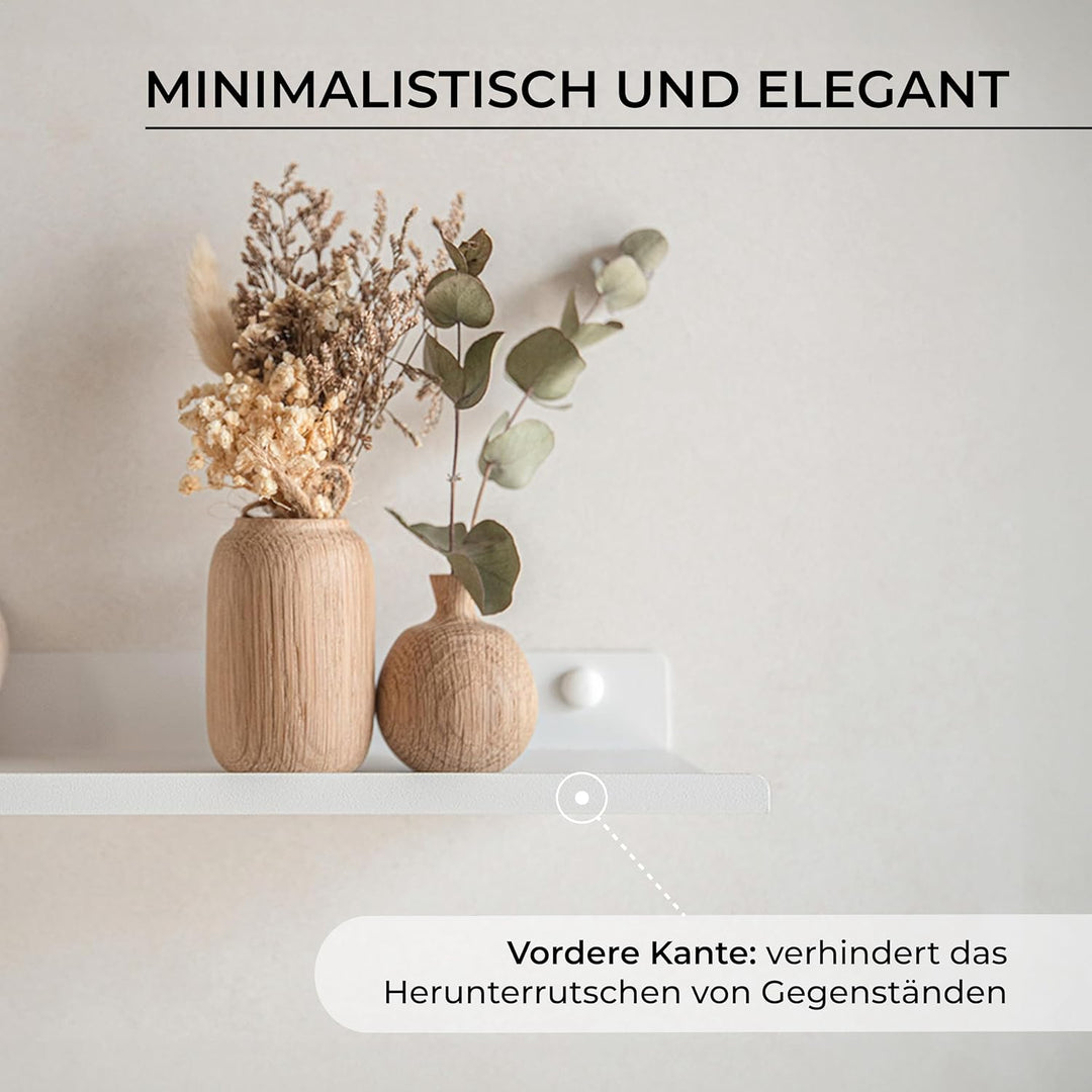 Wandregal Weiss Aus Metall | 2er Set Schweberegale Weiss 35x10 cm | Kleines Wandregal Küche | Badezi