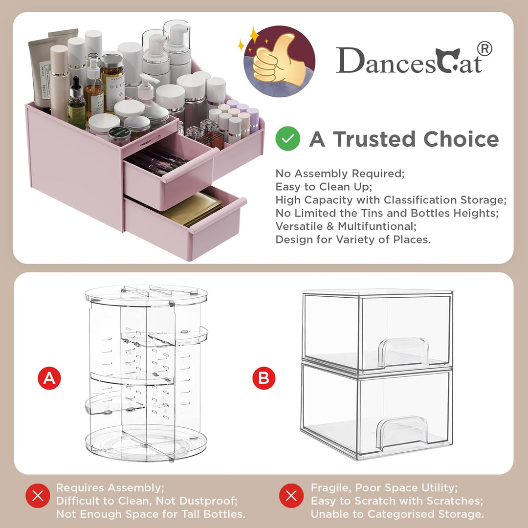 DancesCat Make Up Kosmetik Organizer mit Schubladen, Makeup Organizer Aufbewahrung Kosmetikbox für W