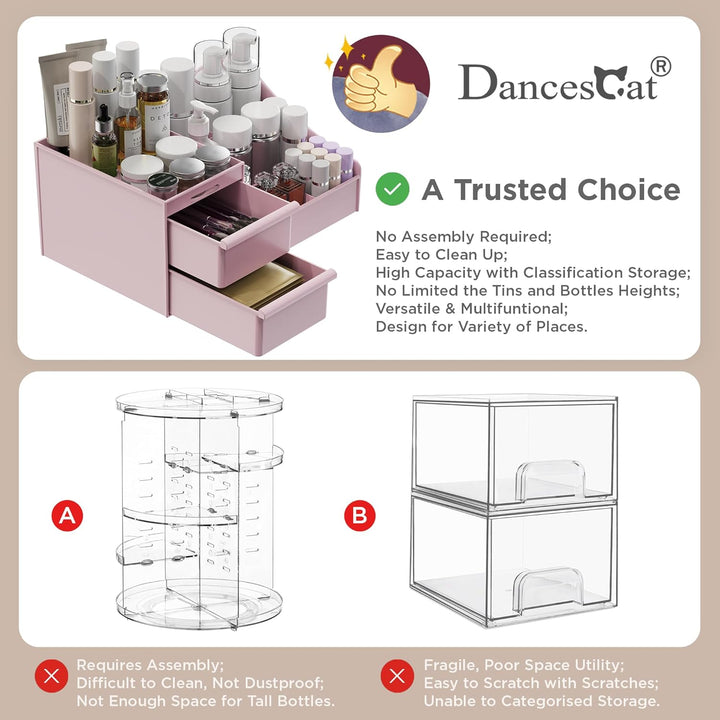 DancesCat Make Up Kosmetik Organizer mit Schubladen, Makeup Organizer Aufbewahrung Kosmetikbox für W