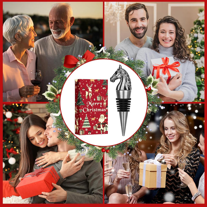 LULLEA Weihnachtsgeschenke Verpackt Pferd Weinflaschenverschluss, Weihnachtsgeschenke Pferde Geschen