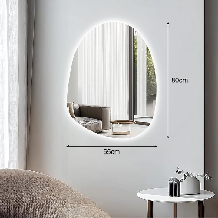 Spiegel Mit Beleuchtung, 80 X 55 cm Asymmetrischer Badspiegel Mit Beleuchtung Mit Touch-Schalter, Di