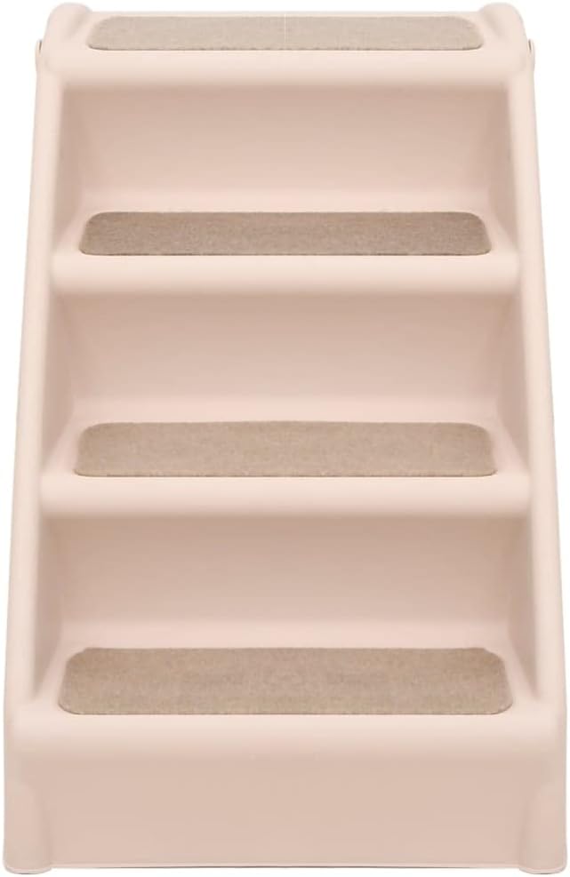 Hundetreppe Klappbar Creme 62x40x49,5 cm mit rutschfesten Füssen und Stufen für Senioren, Tiere und