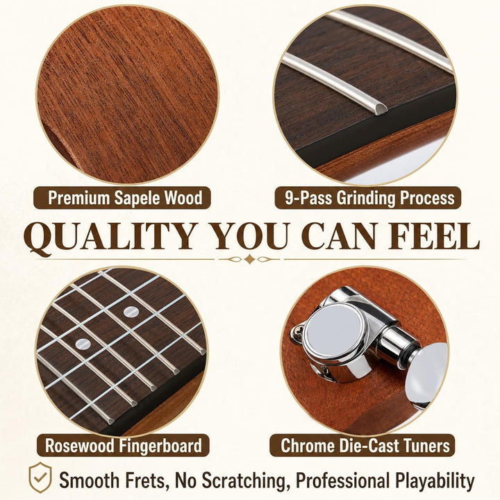Concert Ukulele Ranch 23 inch Professional Wooden Ukulele Instrument Kit With Online 12 Lessons Smal