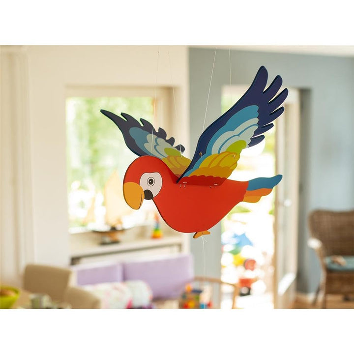 goki Schwingtier Papagei 65 cm - Schwingfigur Mobile für Babybett, toller Hingucker für das Kinderzi