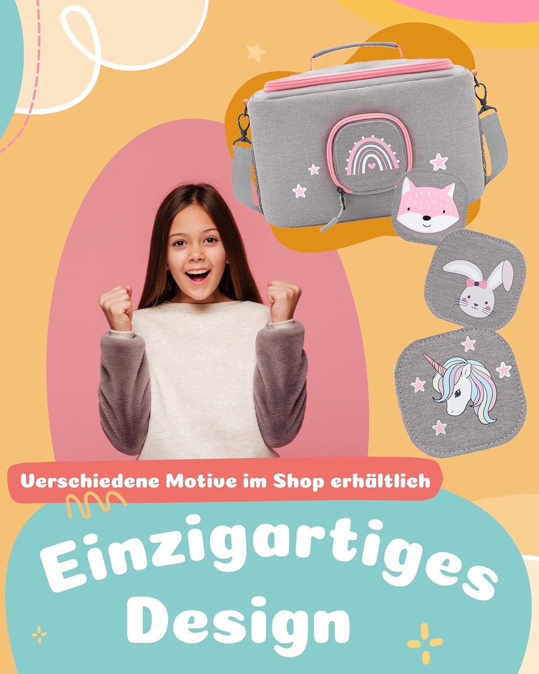 JP Journey Tasche für Toniebox Mädchen - für Figuren und Box im Auto und für die Reise (Grau-Rosa Re
