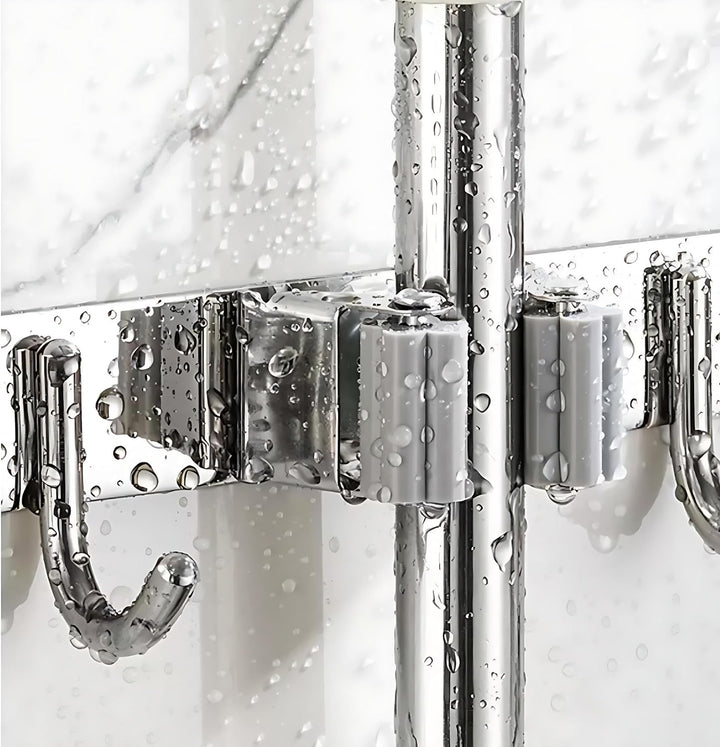 AMSAMOTION Besenhalterung Wand, 5 Halter + 4 Haken Schwarz Schwerlast Gerätehalter Selbstklebend, Be