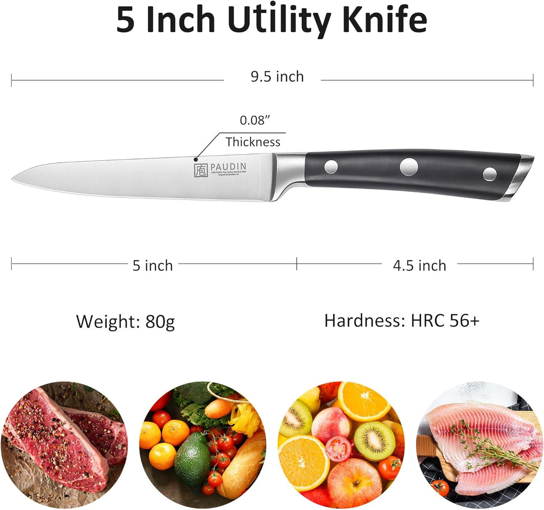 PAUDIN Allzweckmesser 12 cm profi Küchenmesser als Gemüsemesser Kochmesser Obstmesser aus Deutscher