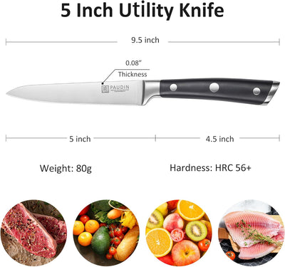 PAUDIN Allzweckmesser 12 cm profi Küchenmesser als Gemüsemesser Kochmesser Obstmesser aus Deutscher