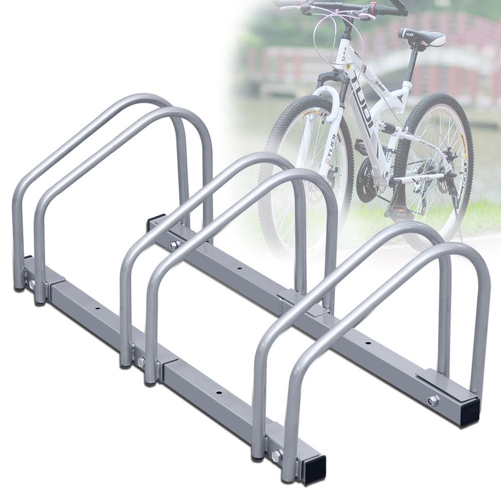 Fahrradständer Boden für 3 Fahrräder, 30cm Radabstand 35-55mm Reifenbreite rostfreier Stahl selbstsi