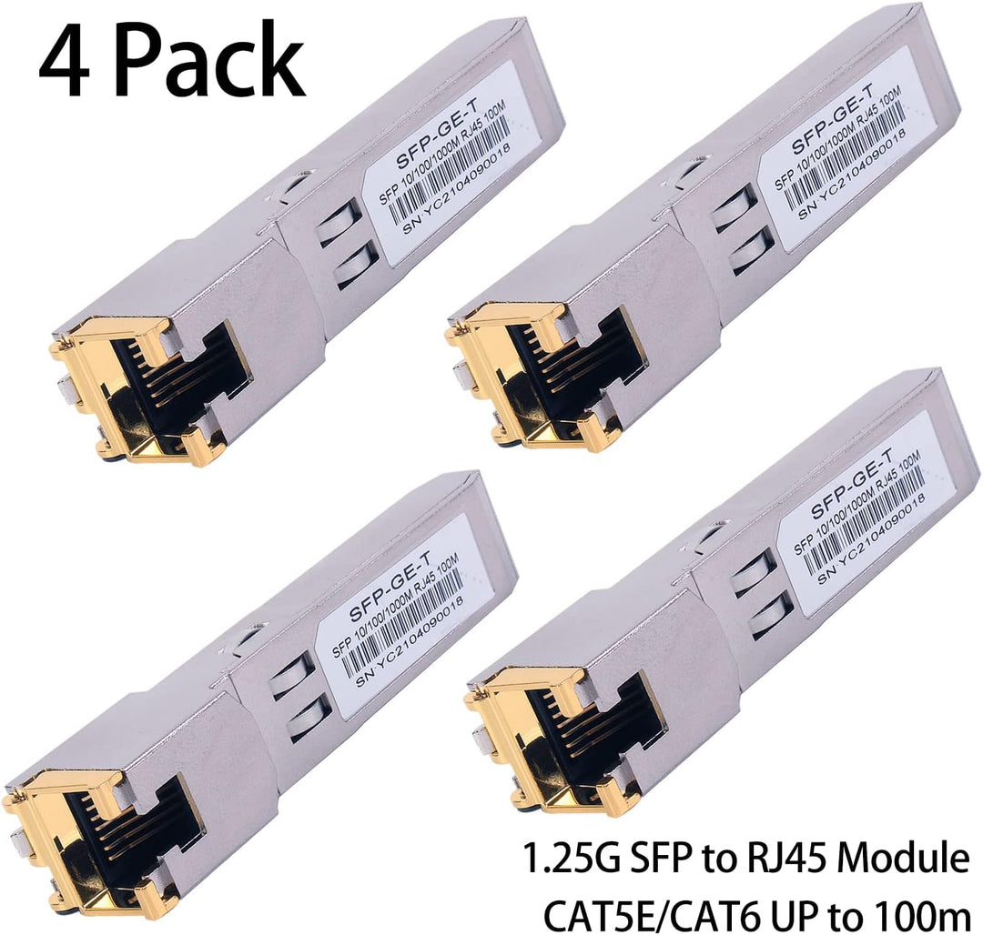 4PCS 1000BASE-T Gigabit SFP auf RJ45 Kupfer Ethernet Modular Transceiver für Cisco,Meraki,Ubiquiti,D