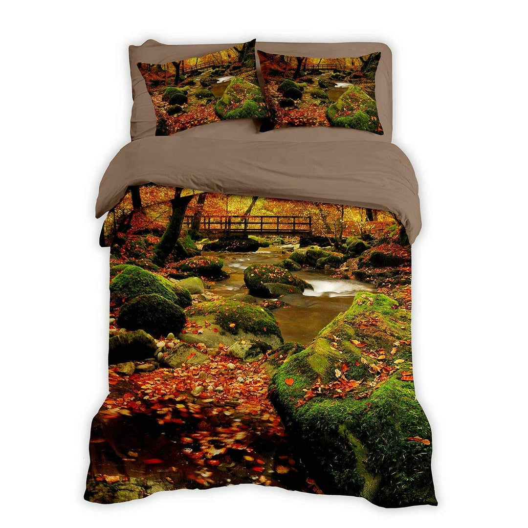 Traumschlaf Bettwäsche Herbstwald 1 Bettbezug 135 x 200 cm + 1 Kissenbezug 80 x 80 cm, 1 Bettbezug 1