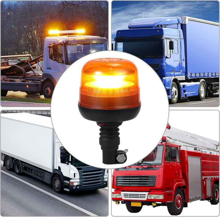 Justech 30 LEDs Warnleuchten Rundumleuchte Gelbes LED-Leuchtfeuer 12/24V E-Prüfzeichen Blitzlicht IP
