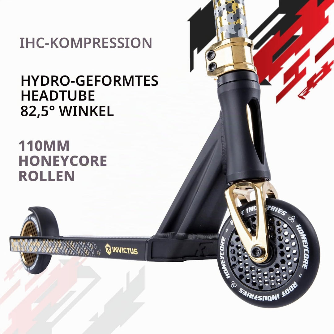 Root Industries Unisex – Erwachsene Invictus Signature Scooter Einheitsgrösse Black/Gold, Einheitsgr