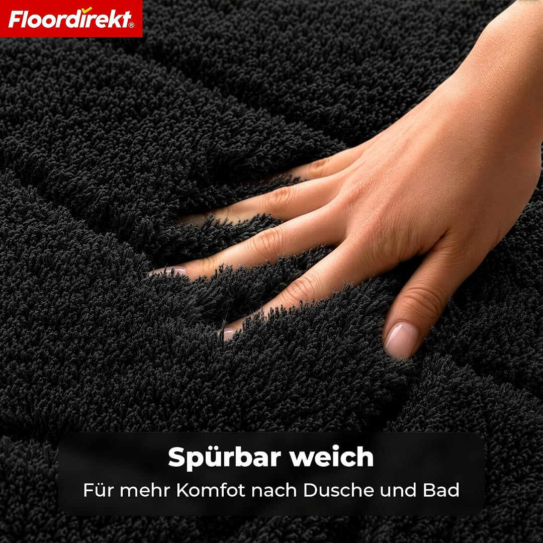 Floordirekt Badteppich - extra flauschig & schnelltrocknend - Badezimmerteppich mit rutschhemmender