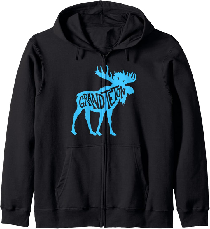 Grand Teton National Park Moose Typography Graphic Kapuzenjacke