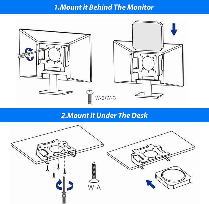 Mac Mini Halterung, VESA Halterung für Mac Mini M4 2024, Wandhalterung Untertisch Halterung aus Meta
