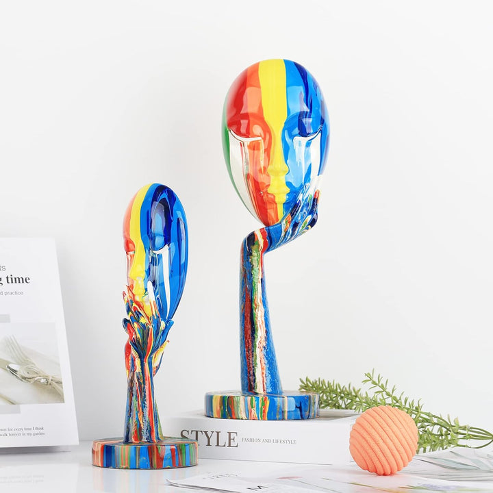 Bunte weibliche Gesichts-Kunst Statue Denker Dame Skulptur Abstrakte Figur Handwerk Dekoration Home