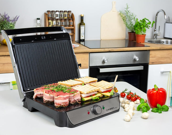 TZS First Austria Tischgrill, Elektrogrill für den Tischgebrauch, Grillplatte für Fleisch & Gemüse,