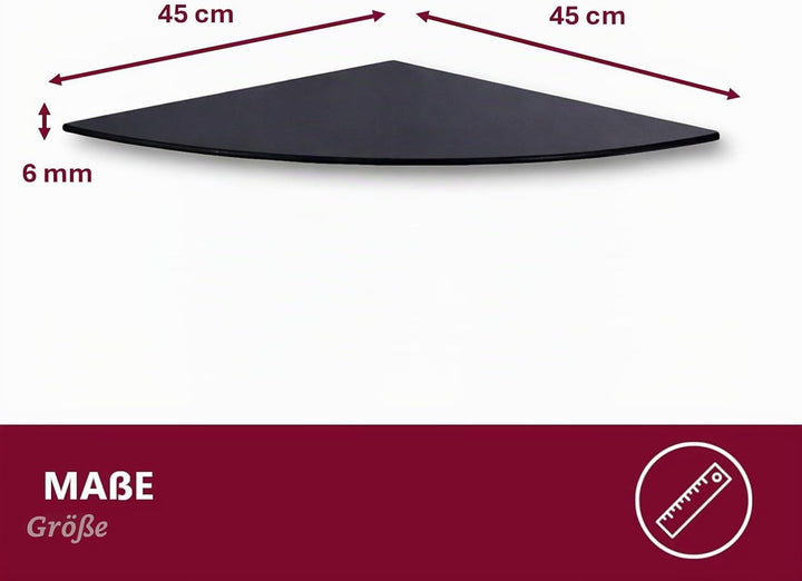 Euro Tische Glas Eckregal 45x45cm, Wandregal für Badezimmer, Duschregal Bad, Glas Badregal mit 6mm E