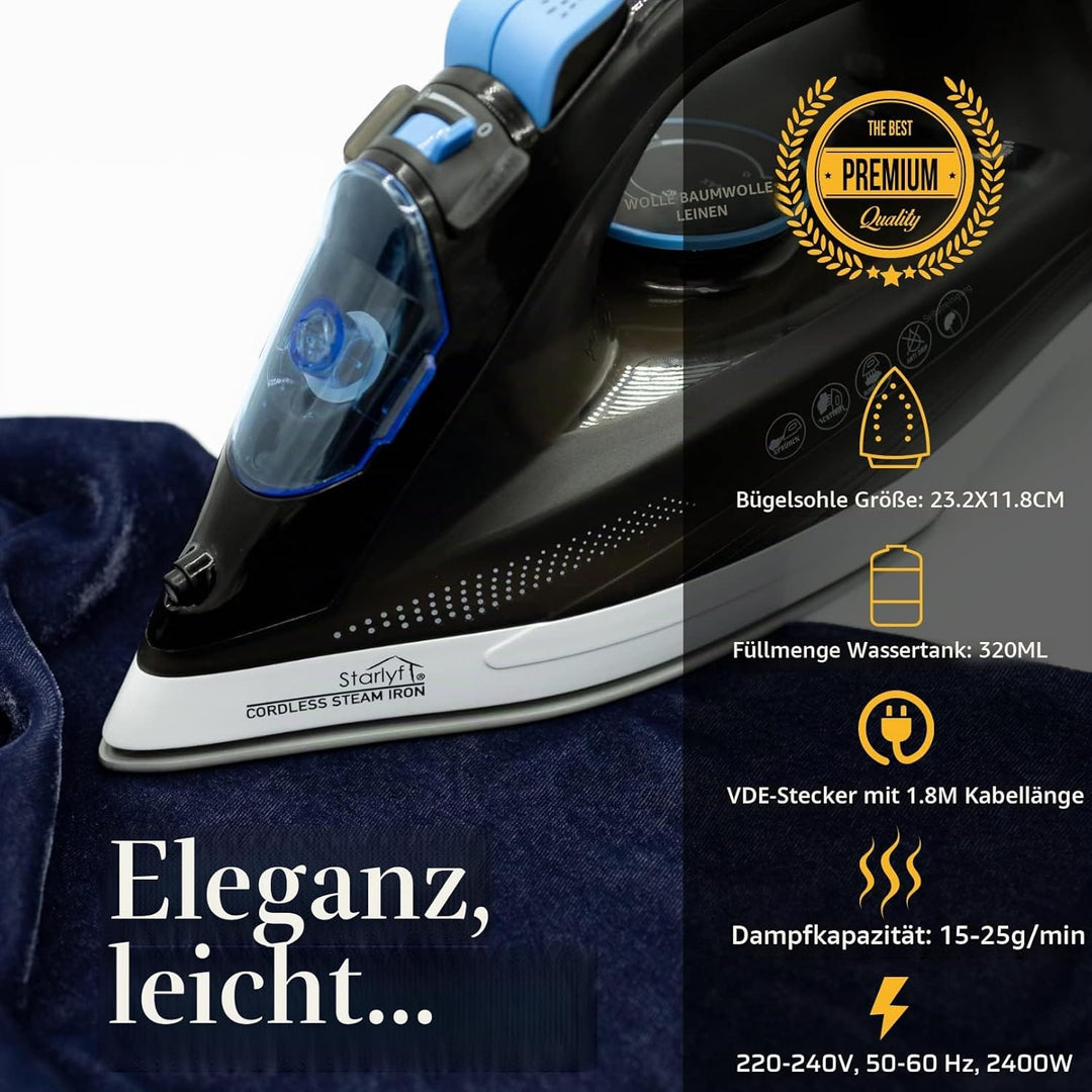 BEST DIRECT Starlyf Cordless Steam Iron Schnurloses Dampfbügeleisen - Schnurloses Dampfbügeleisen -