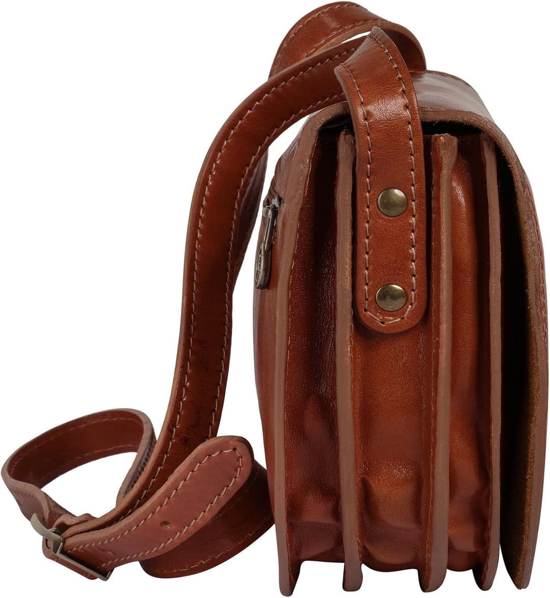 piké Umhängetasche braun echt Leder Damen - 016122
