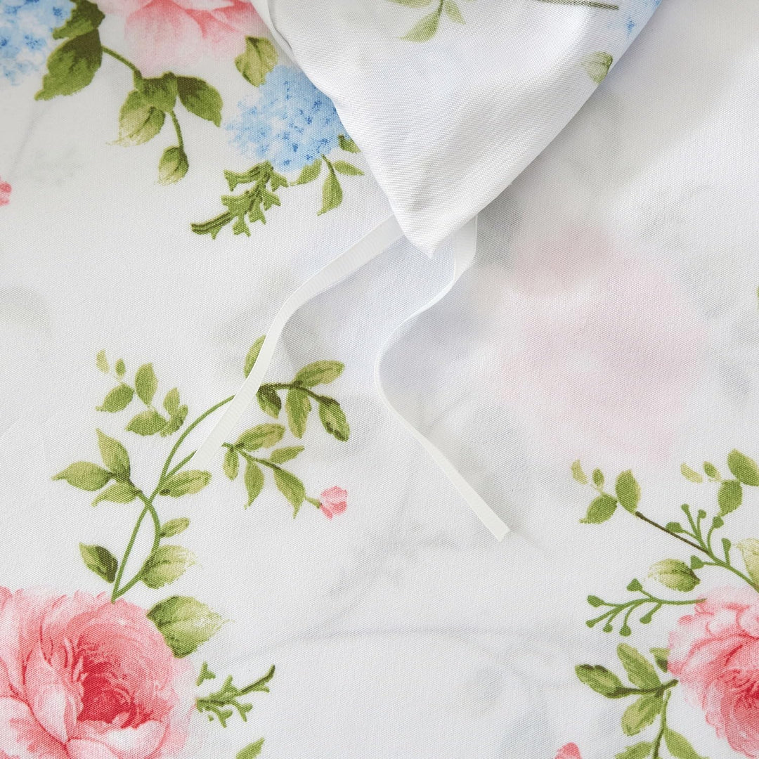 DXHOME Blumen Bettwäsche 4teilig 135x200 Weiss Blau Rosa Floralem Muster Atmungsaktiv Leicht Weiche
